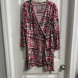 Avenue Red and Black Plaid Blouse Size 14/16